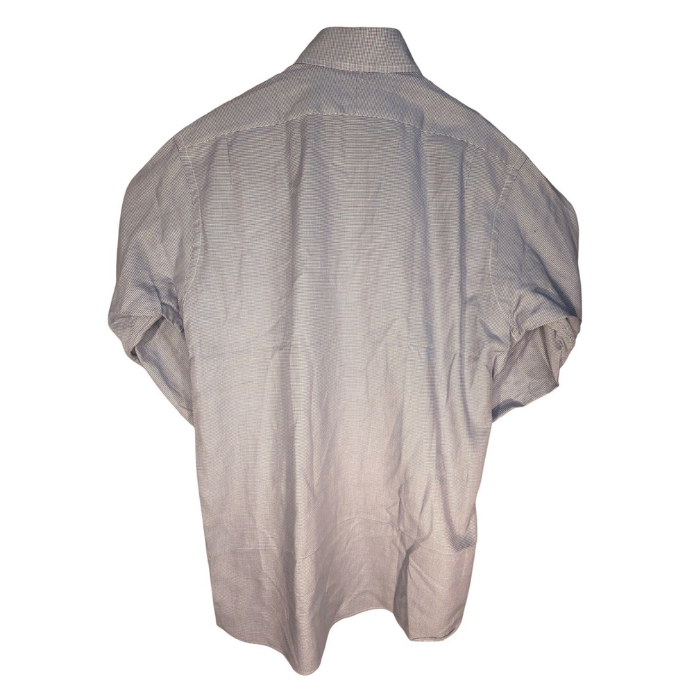 Hitchcock & Key London Mens Dress Shirt Blue White Micro Check Button Down - Picture 2 of 6